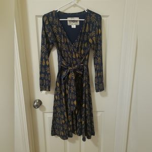 Effie's Heart Sarah Dress - leaf print faux wrap